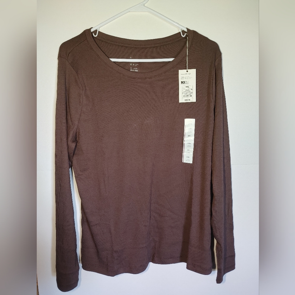 Women's Long Sleeve Ribbed T-Shirt Size XXL